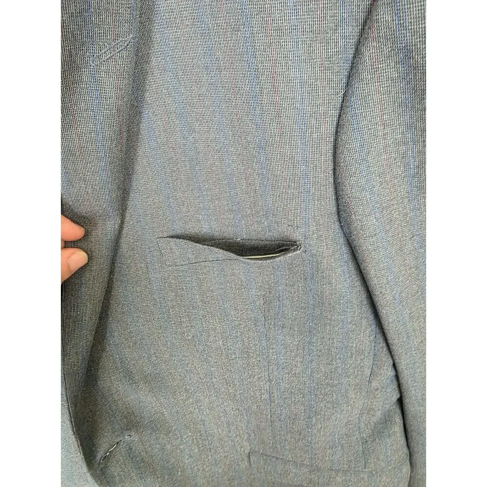 Vintage Farah Gray Pin Striped 2 Button Wool Blend Blazer 44R Sport Coat Jacket